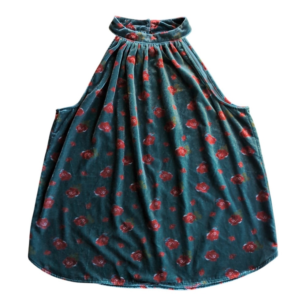 LOFT Floral Velvet Halter Top NEW Womens Small Dark Romantic Holiday Cottagecore